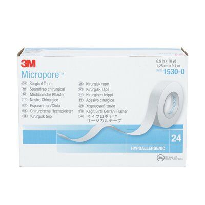 3M™ 1530-0 | Micropore™ Surgical Tape | Micropore 1/2" x 10 Yards | White | Box of 24