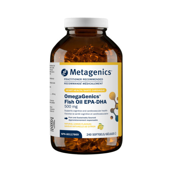 Metagenics OmegaGenics Fish Oil EPA-DHA 500 | Lemon | EPAXN240CAN | 240 Softgels