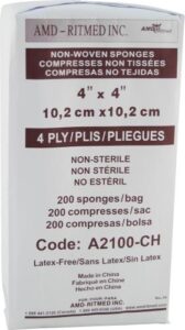 AMD-Ritmed Non-Sterile Gauze Sponge | 4" x 4" | A2100-CH | Pack of 200