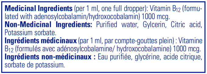 Pure Encapsulations Adenosyl Hydroxy B12 liquid Ingredients Canada