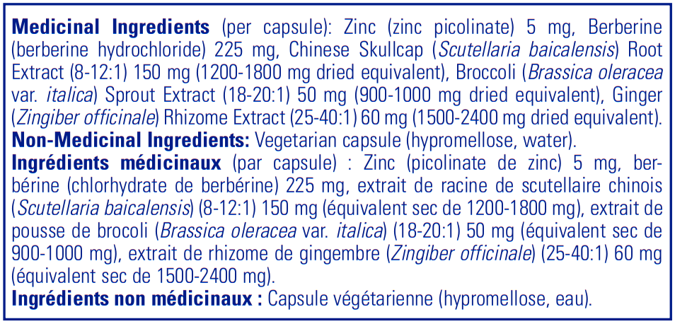 Pure Encapsulations Berberine Immune Support Ingredients Canada