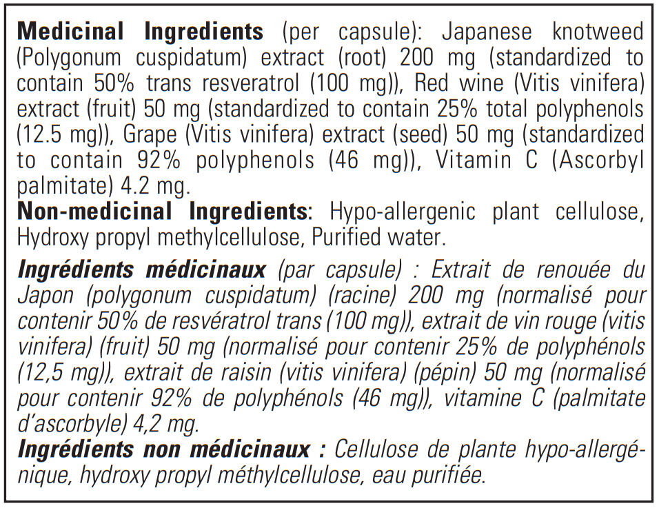 Pure Encapsulations Resveratrol EXTRA Ingredients InnerGood Canada