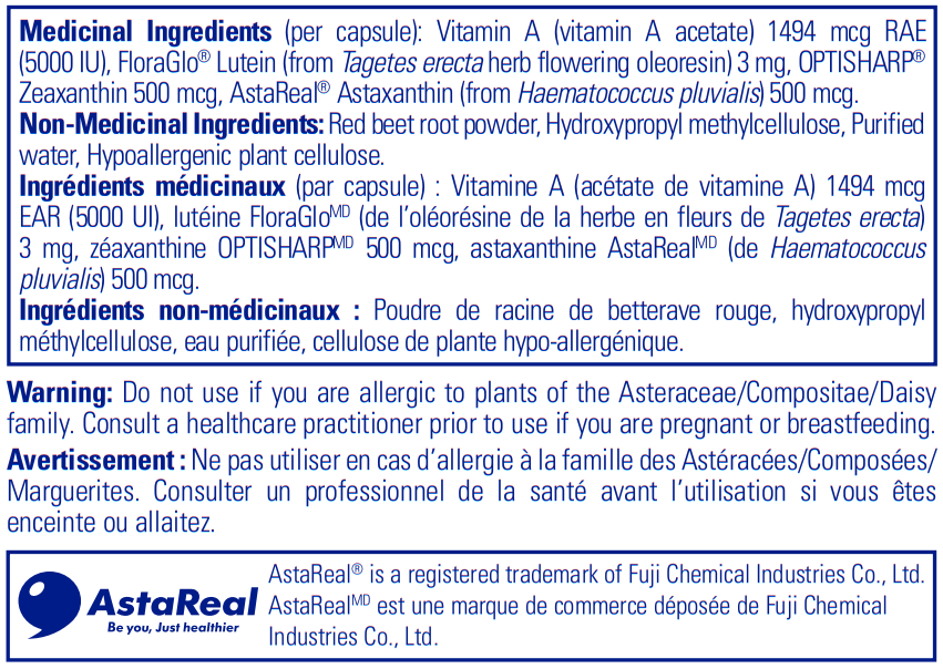 Pure Encapsulations Vitamin A + Carotenoids Ingredients Canada