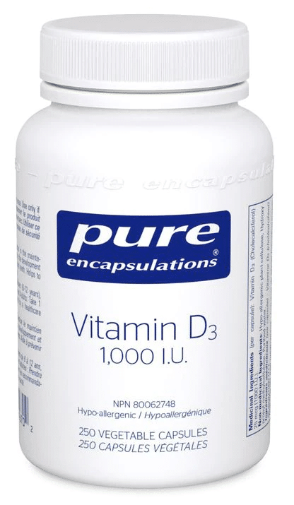 Pure Encapsulations Vitamin D3 1000 IU 250 Veg Capsules Inner Good Canada