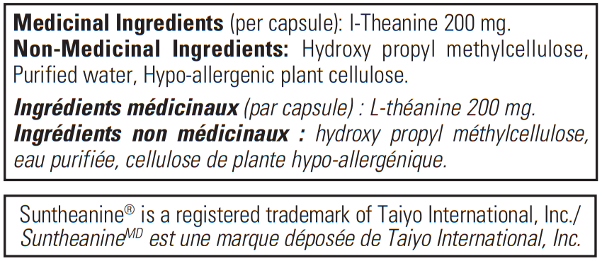 Pure Encapsulations l-Theanine Ingredients InnerGood Canada
