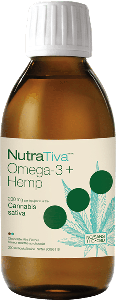 NutraTiva 13103 Omega-3 + Hemp Oil, Chocolate Mint 200 ml Canada