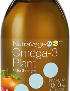 NutraVege™ Omega-3 +D, Plant Based, Extra Strength, Grapefruit Tangerine | 200 ml liquid