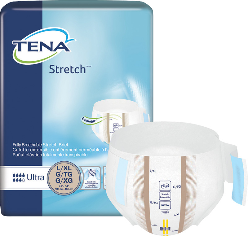 TENA Stretch Ultra Briefs | Large/XL 41"- 64" | 67803 | 2 Bags of 36