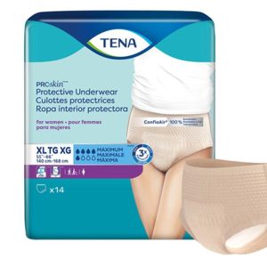 TENA 73040 | ProSkin Maximum Absorbency Underwear for Women | X-Large 55" - 66" | Nude | 4 Bags of 14