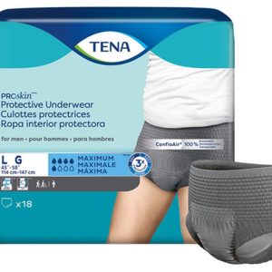 TENA 73530 | ProSkin Maximum Absorbency Underwear | Large 45"- 57" | Grey | 4 Bags of 18