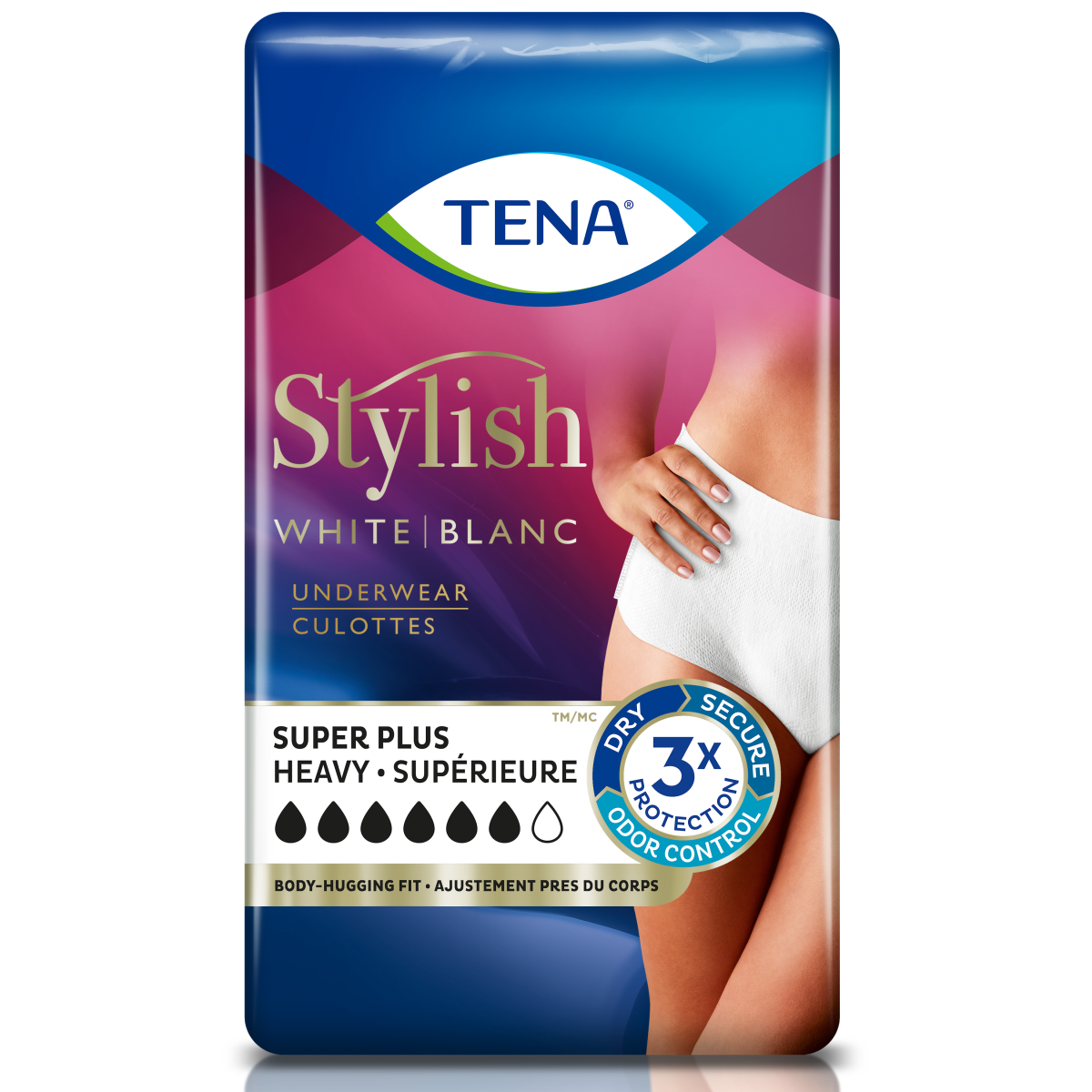 TENA Stylish Super Plus Absorbency Underwear, Large
