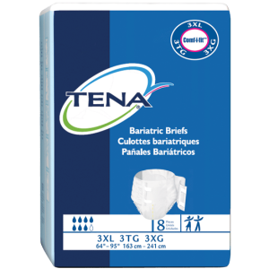 TENA Bariatric Briefs | 3X-Large 69"- 96" | White | 61391 | 4 Bags of 8