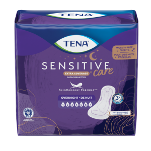 TENA Sensitive Care Extra Coverage Overnight Pads | 54282 | 3 Bags of 28