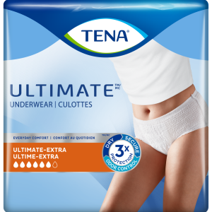 TENA 72116 | Ultimate Underwear | Small 25"- 35" | White | 4 Bags of 16