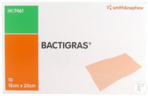 BACTIGRAS Antimicrobial Dressing | Chlorhexidine | Smith & Nephew | 7461 | 15cm x 20cm | Box of 10