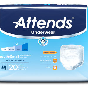 ATT APP0710 | Attends Underwear Ultimate Absorbency | Small/Youth 20" - 34" | 4 Bags of 20
