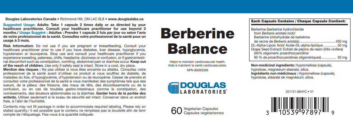 Douglas Labs Berberine Balance | 60 Tablets | InnerGood.ca | Canada