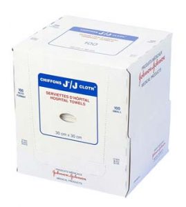 J-Cloth Hospital Towels | White | Small 30cm x 30cm | JNJ H1643 | Box of 100 wipes
