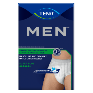 TENA Men's Super Plus Protective Underwear | Small/Medium 34" - 50" | White/Grey | 81780 | 4 Bags of 16