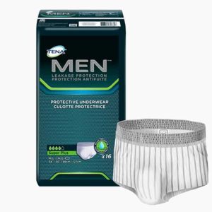 TENA 81780 | Men's Protective Underwear | Medium/Large | 34" - 50" | White/Grey | 4 Bags of 16