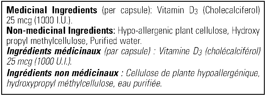 Pure Encapsulations Vitamin D3 1000 IU Ingredients Inner Good Canada