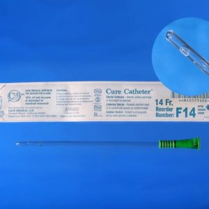 CURE M14 Cure Intermittent Catheter - Straight Tip | 14 Fr | Box of 30