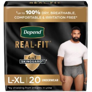 DEP 50979 | Depend Real Fit Maximum Underwear for Men | L/XL 38" - 50" | Grey | 1 Package of 20