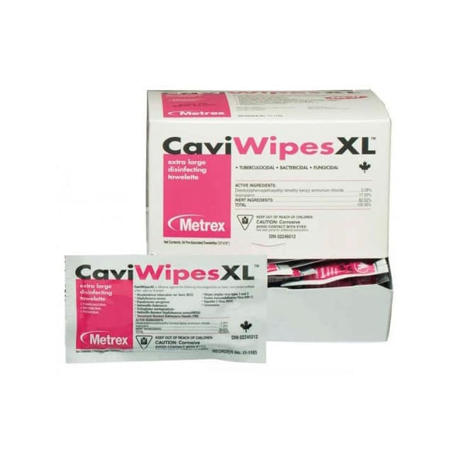 CaviWipes Disinfecting Towelette | XL 9" x 12" | Metrex MET 11-1155 | Box of 50