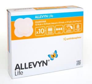 ALLEVYN LIFE Adhesive Foam Dressing | Smith & Nephew | 66801068 | 12.9cm x 12.9cm | Box of 10