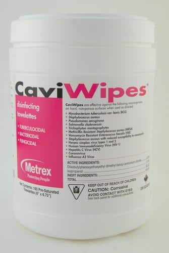 CaviWipes Disinfecting Towelette | Regular 6" x 6.75" | Metrex MET 11-1100 | 1 Tube of 160
