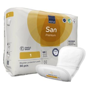 Abena San 1 Bladder Protection Pads 3.9" x 8.6" | 200ml | 1000021301 | 10 Bags of 30