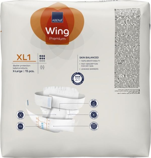 Abena Wing XL1 43.3" - 63" | 2550ml | 1999905395 | 4 Bags of 15