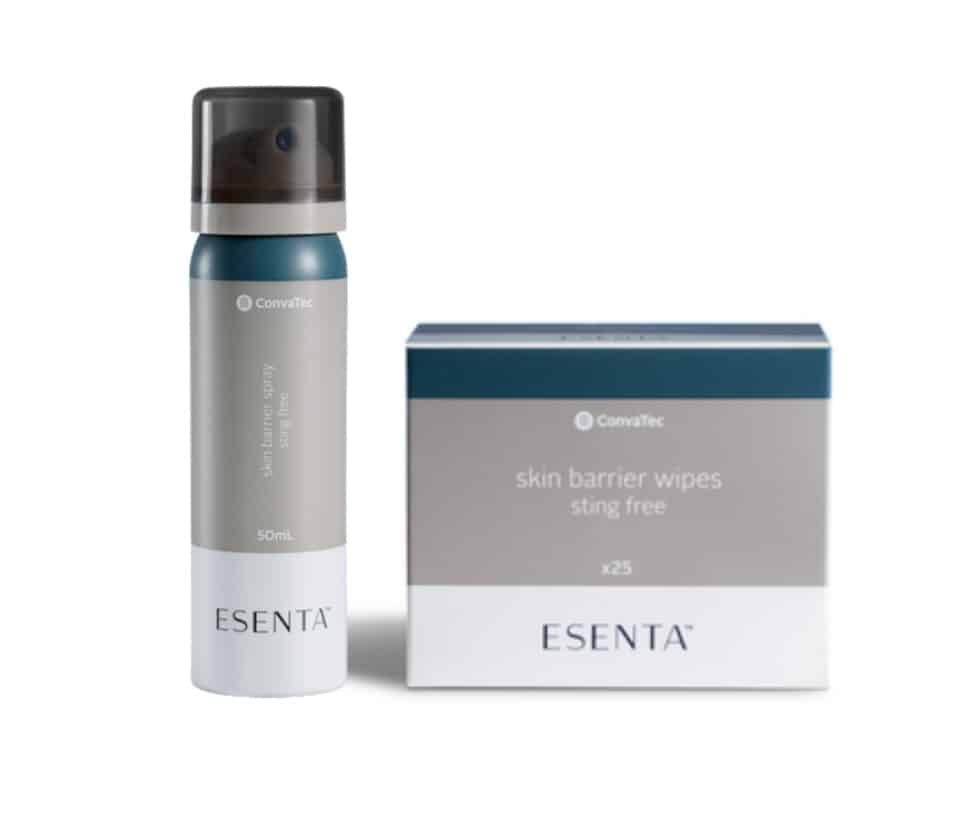 Esenta Sting-Free Adhesive barrier spray and wipes
