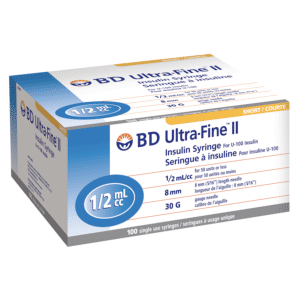 Becton Dickinson Insulin Syringe Short w/ Ultra-Fine II Needle | 0.5ml 30G x 5/16" | BD 320468 | Box of 100