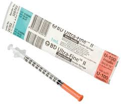 Becton Dickinson Ultra-Fine II Insulin Syringe w/ Needle | 1ml | 30G x .32" | BD 326702 | Box of 100