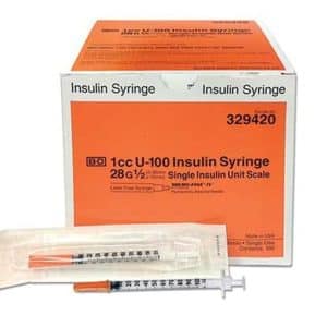 Becton Dickinson Micro-Fine Insulin Syringe w/ Needle | 1ml | 28G x 1/2" | BD 329420 | Box of 100