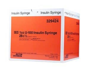 Becton Dickinson Micro-Fine Insulin Syringe w/ Needle | 1ml | 28G x 1/2" | BD 329424 | Box of 100