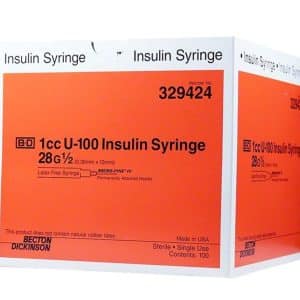 Becton Dickinson Micro-Fine Insulin Syringe w/ Needle | 1ml | 28G x 1/2" | BD 329424 | Box of 100