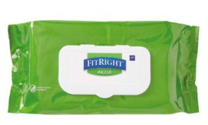 Medline FitRight Aloe Pre-Moistened Hygiene Wipes - Unscented | 8" x 12" | MDL MSCCA263954 | 6 Packs of 100