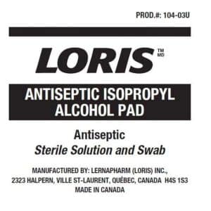 Loris 70% Sterile Antiseptic Wipes | LER 104-03 | Box of 200