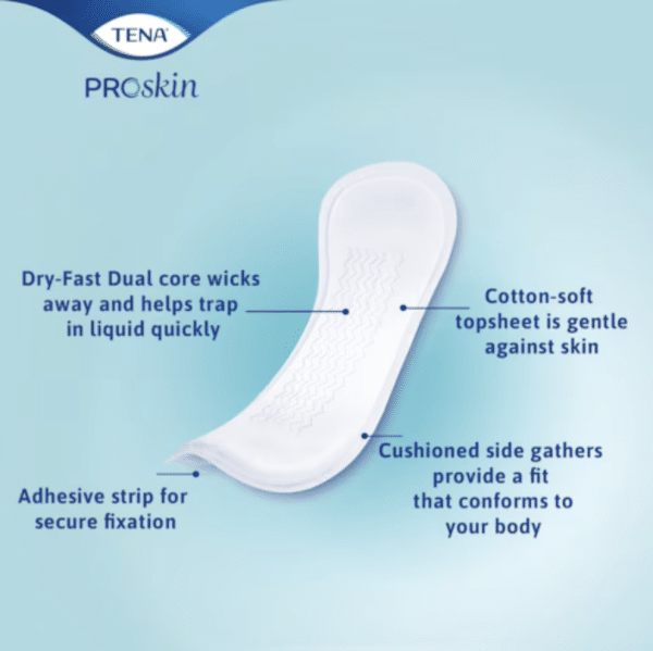 Tena ProSkin Day Light Incontinence Pads | 13" Long | 62326 | 6 Bag of 14