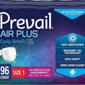 Prevail Air Plus Maximum Absorbency Brief | Medium Size 1 26" - 48" | PVBNG-012CA | 6 Bags of 16