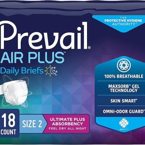 Prevail Air Plus Maximum Absorbency Brief | Large Size 2 45" - 62" | PVBNG-013CA | 4 Bags of 18