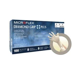 Ansell Diamond Grip Plus Latex Gloves | Large | AN GLO-MIC-DGP-350-L | Box of 100