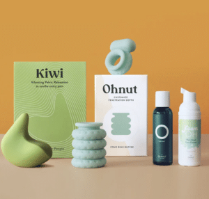 Kiwi & Ohnut Complete Package Bundle - The Pelvic People | 4-Speed Vibrating Massager, Ohnut Buffer & Vibrating Rings, Foam Cleanser & Lubricant