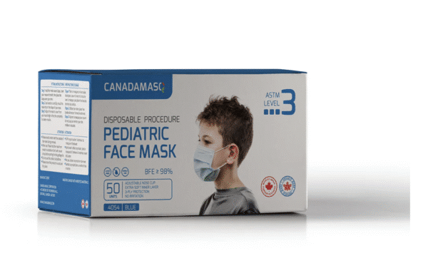 Canada Masq Pediatric Procedure Masks Level 3 | Blue | MASQ CMQ3B | Box of 50