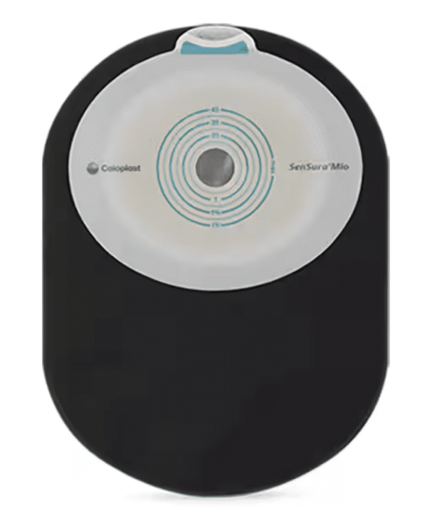 Coloplast 19715 | SenSura Mio Non-Convex One-Piece Closed Pouch | Midi | Cut-to-Fit 15mm - 45mm | Black | Box of 30