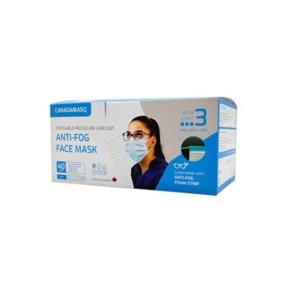 Canada Masq Adult Anti-Fog Masks Level 3 | Blue | MASQ CMQF3B | Box of 40