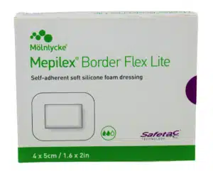 MOL 581011 | Molnlycke Mepilex Border Flex Lite Adherent Foam Dressing | 4cm x 5cm | Box of 5