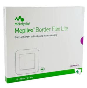 MOL 581500 | Molnlycke Mepilex Border Flex Lite Adherent Foam Dressing | 15cm x 15cm | Box of 5